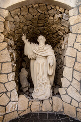Czerna, Poland April 21, 2023: Monastery of the Discalced Carmelites in Czerna, Poland. Grotto with the figure of the prophet Elijah and scenes from his life.