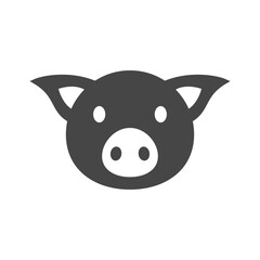 Piglet head silhouette. Pig head with face, nose and ears.