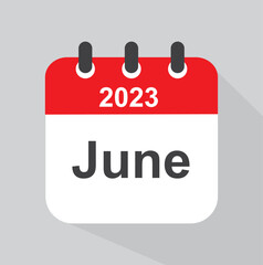 June calendar Date Month, 2023 - icon, vector.