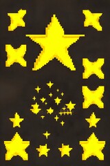 vector Icon pixel art golden star. Stock illustration pixel art yellow star - generative ai