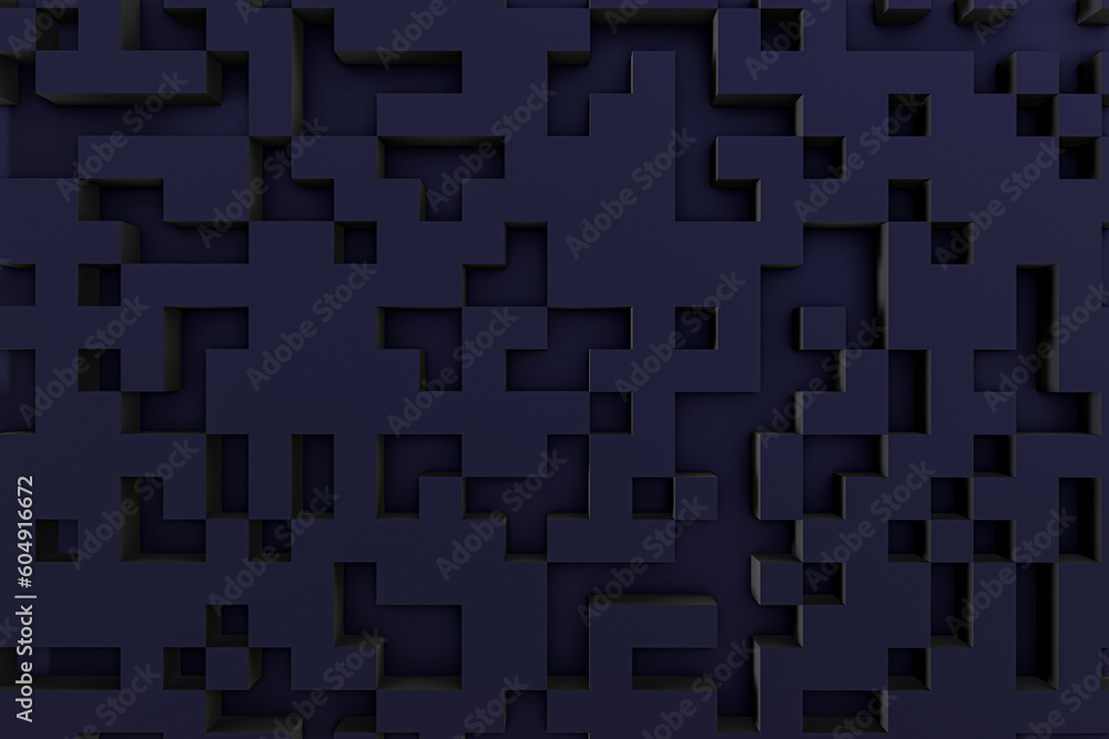 Poster abstract 3d dark blue square background. illustration 3d render geometric pattern minimalist modern 