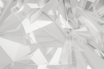 3D white and gray polygonal abstract broken glass on white background. illustration 3D geometric minimalist style concept.