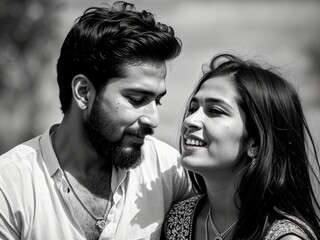 Fototapeta premium A b&w picture of two indian friends volume two created with gerenative ai, ki