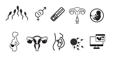 Reproductive medicine line icon set, pregnancy. Vector stroke