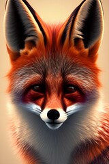 Colored drawing of a spotted fox head , portrait - generative ai
