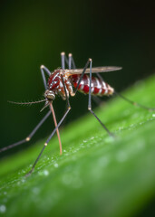 Fototapeta premium A close up of a mosquito on a leaf. Generative AI.