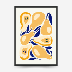 Fototapeta premium Abstract fruits posters template. Modern trendy Matisse minimal style. Exotic Healthy Food. Hand drawn design for wallpaper, wall decor, print, postcard, cover, template, banner.