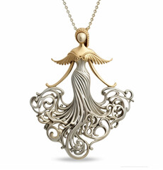 Gold and Silver Angel Pendant for Necklace