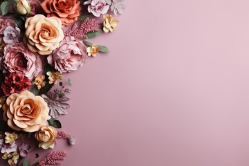 Beautiful colorful roses flower bouquet floral arrangement plain background AI Generated
