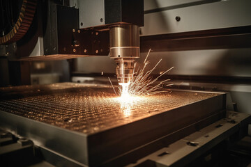 CNC Laser cutting of metal modern industrial technology Making Industrial Details, The laser optics and CNC (computer numerical control) are used to direct the material or the laser beam generated,