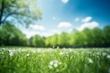 Beautiful Blurred Background Image of Spring Nature, ai generative