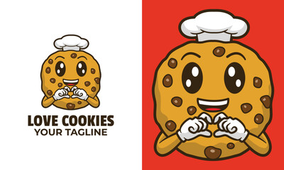 cookies cartoon character with hand love sign