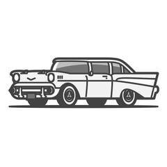 新車の古いアメ車・クラシックカーのイラスト