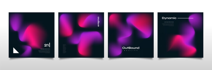 Set of Abstract Gradient Cover or Poster Design. Blurred Fluid Background