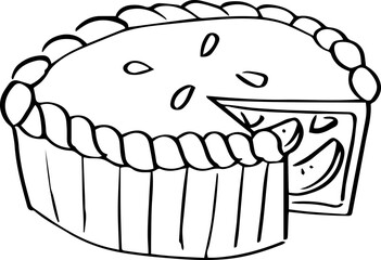 Pie apple autumn food sketch