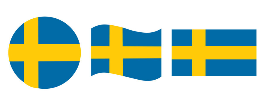 Sweden flag icon. Scandinavia county set emblem vector ilustration.
