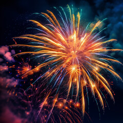 Fototapeta na wymiar colorful fireworks exploding in the sky
