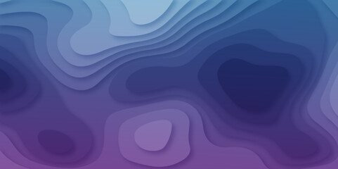 3d abstract blue Luxury paper cut background, Abstract decoration. 3d Vector illustration, topographic canyon map light relief texture, curved layers.