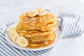 Coconut banana pancakes