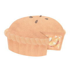 Pie apple autumn food watercolor