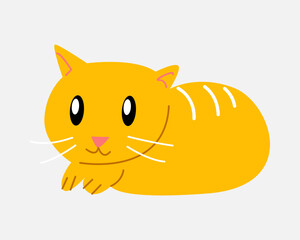 cute orange kitten in cartoon style. concept of animal, pet, cat. for print, sticker, poster, t-shirt design, etc. flat vector illustration.