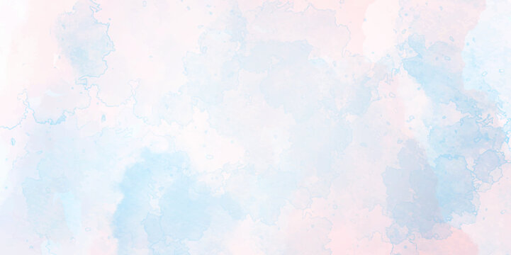Abstract watercolor blue and pink wallpaper grunge and cloudy background. Abstract watercolor background with blue in the sky clouds.	
