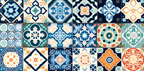 Seamless colorful patchwork Moroccan tile. motifs Majolica pottery tile. Portuguese and Spain decor wall and floor Ceramic tile Design, Generative AI