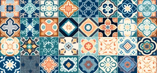 Seamless colorful patchwork Moroccan tile. motifs Majolica pottery tile. Portuguese and Spain decor wall and floor Ceramic tile Design, Generative AI