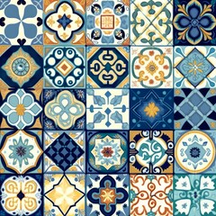 Seamless colorful patchwork Moroccan tile. motifs Majolica pottery tile. Portuguese and Spain decor wall and floor Ceramic tile Design, Generative AI