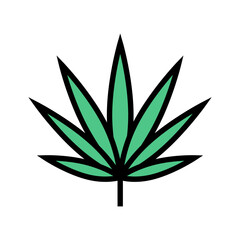 cannabis leaf weed hemp color icon vector. cannabis leaf weed hemp sign. isolated symbol illustration