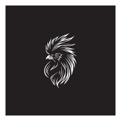 simple rooster logo icon designs vector black and white