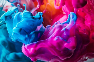 Abstract image of multicolored ink in water. Generative AI	
