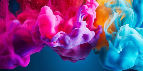 Fototapeta premium Abstract image of multicolored ink in water. Generative AI 