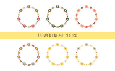 レトロな花のフレームセット