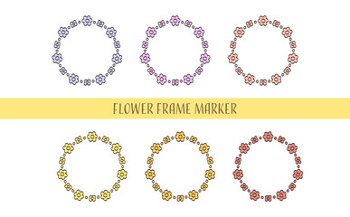 手書き　花のフレームセット