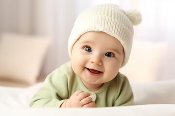 portrait of cute smiling baby. Generative AI	
