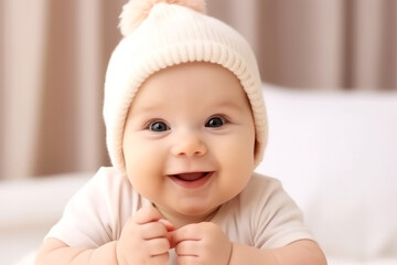 portrait of cute smiling baby. Generative AI	
