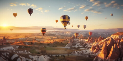 landscape hot air balloons over the valley.  
