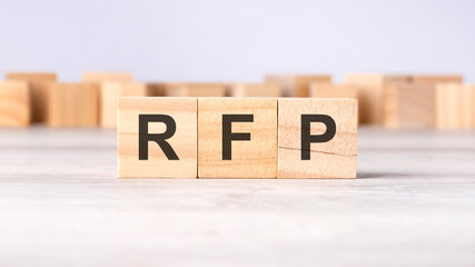 RFP - word concept written on wooden cubes or blocks on a light background