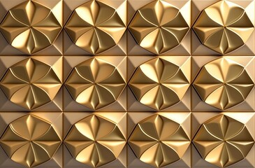 3D Wall tiles design, Golden royal wall tiles for home decor wallpaper, Generative AI