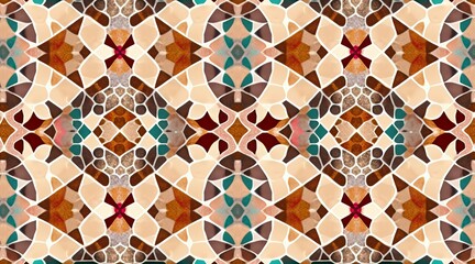 retro mosaic background, vintage wallpaper design, damask pattern, Generative AI