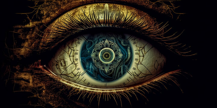 mystic spiritual magical esoteric eye, intuitive vision, made with Generative AI