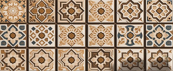 Digital wall tiles design Damask Moroccan pattern for wall interior ceramic wall tile background texture, Generative AI