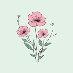 Illustration of flowers in blossom on a light background