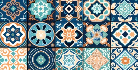 Seamless colorful patchwork Moroccan tile. motifs Majolica pottery tile. Portuguese and Spain decor wall and floor Ceramic tile Design, Generative AI