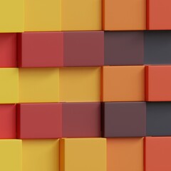 3d rendered yellow red gradient cube perfect for background or wallpaper