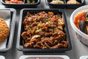 Stir-fried pork, fried pork, pork cutlet, spicy, stir-fried, lettuce, ssam Korean food,