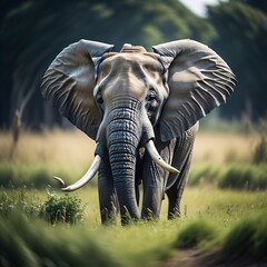 Fototapeta na wymiar elephant with grass background 