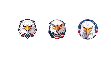 illustration american eagle flag of a icon set