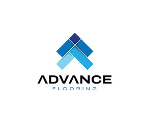 Simple Blue Tiles Flooring Business Logo Design Template